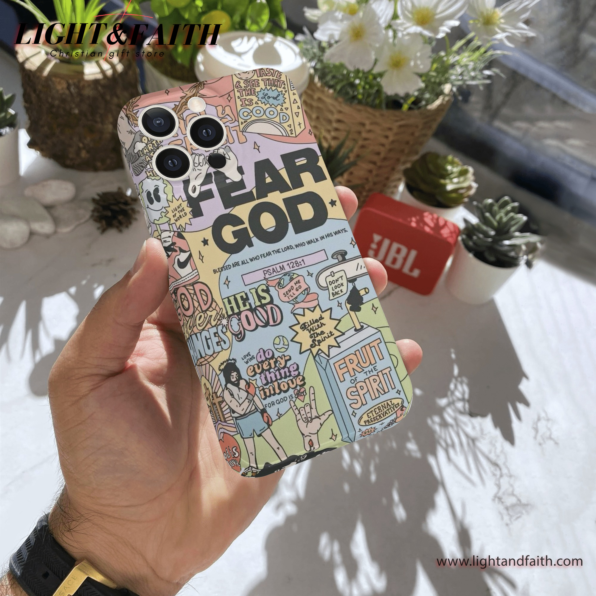 Bold Christian Phone Case – Comic Art with Bible Verses and ‘Fear God’ Message, Christian Phone Case, Bible Verse Phone Case, Religious Gift, PCLAF49